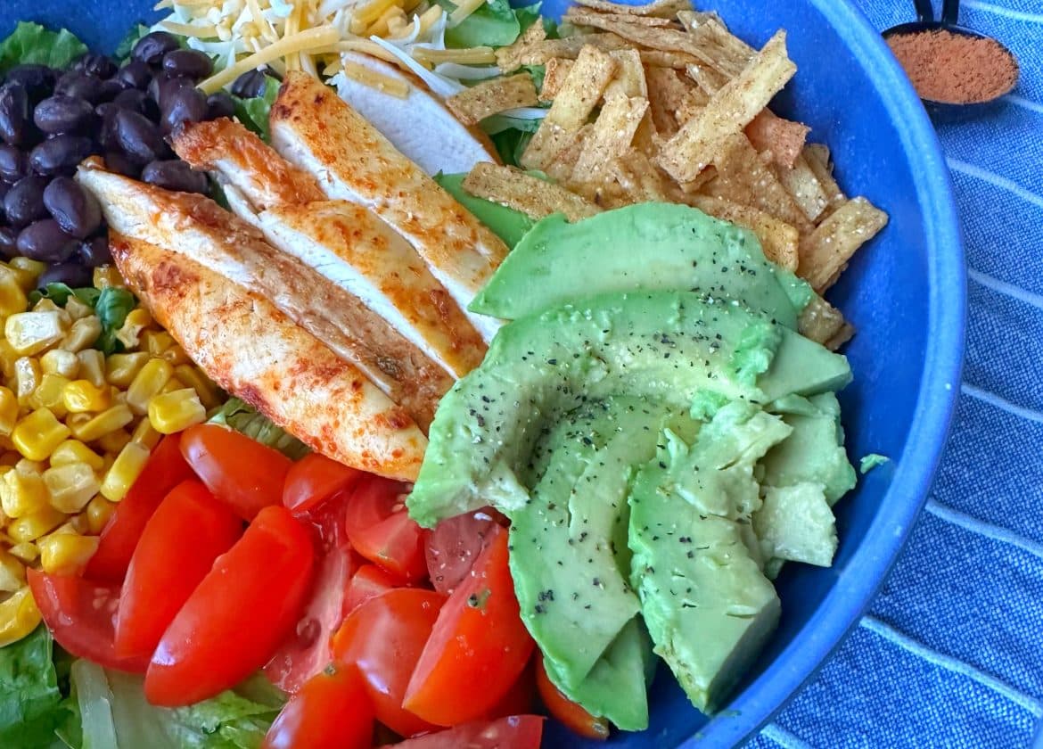 A bowl of Southwest Chicken Salad.