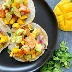 A plate of Shrimp Tacos on Jicama Wraps.